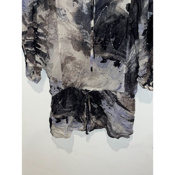 Karen Kane Womens Abstract Print Sheer Tunic Top S Black/Gray - Picture 5 of 9
